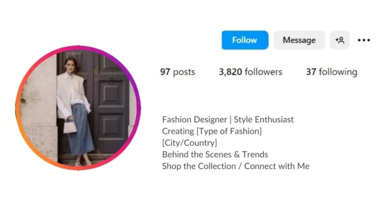 Instagram bio template copy and paste idea for fashion